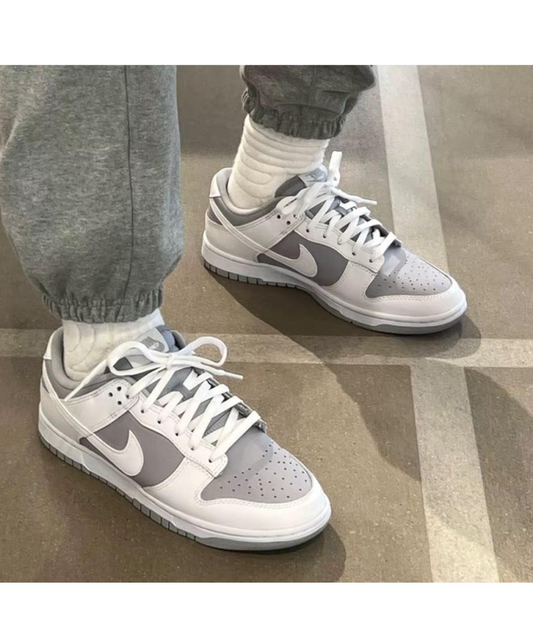 NIKE Серые кожаные низкие кроссовки / кеды, фото 5