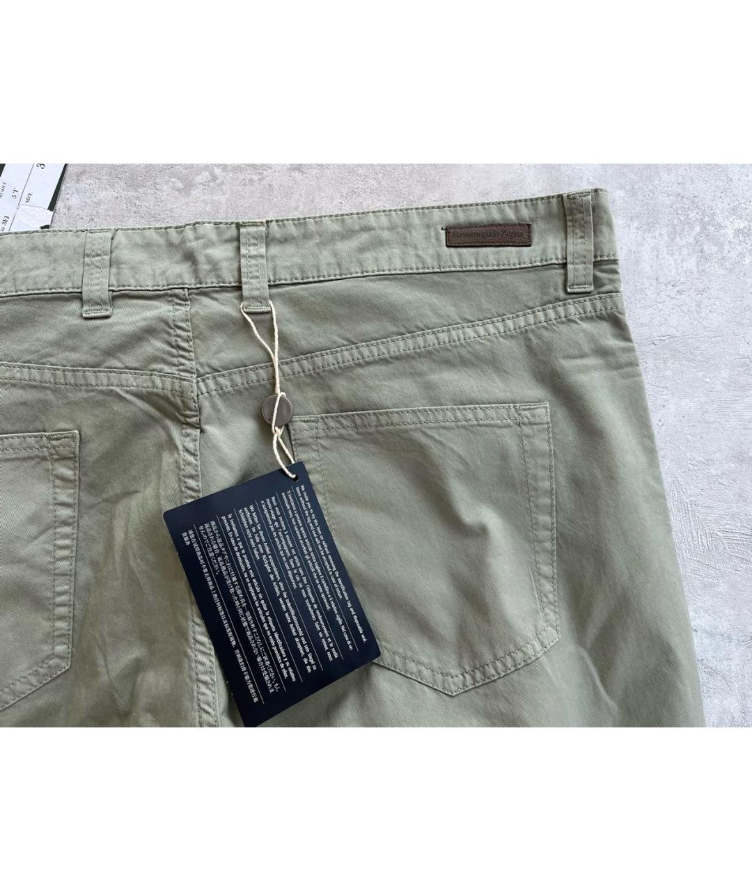 ERMENEGILDO ZEGNA XXX Хаки хлопковые брюки чинос, фото 6