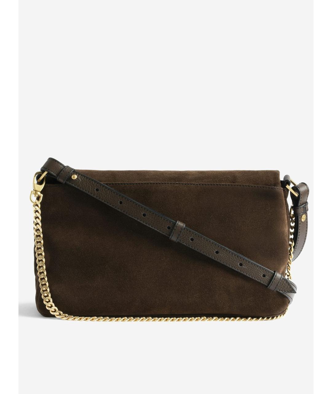 ZADIG & VOLTAIRE Коричневая кожаная сумка через плечо, фото 5
