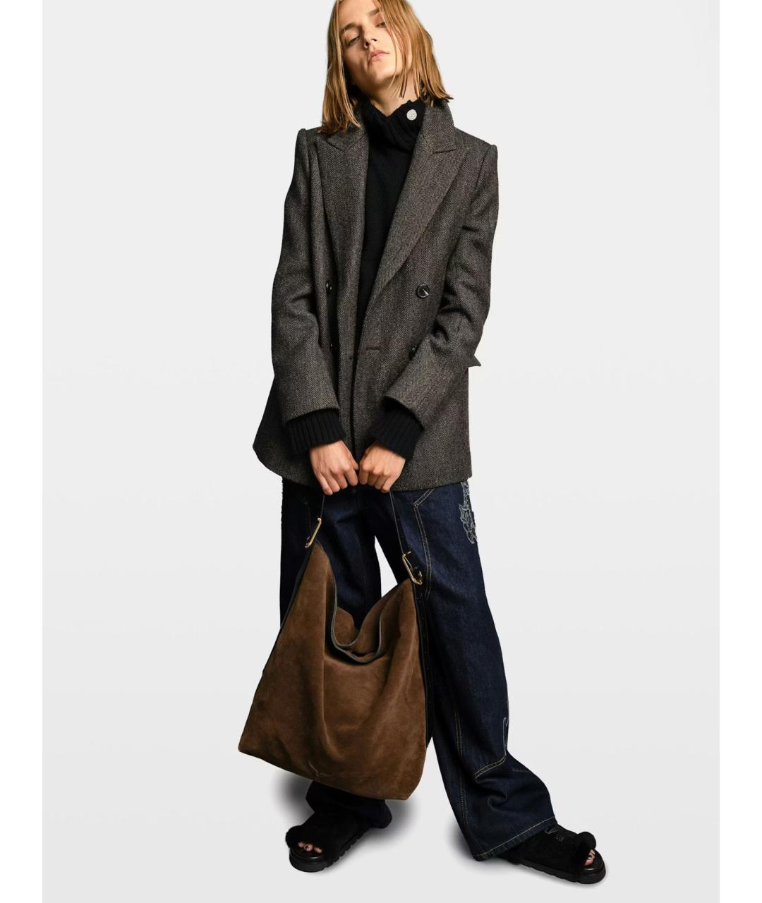 ZADIG & VOLTAIRE Коричневая кожаная сумка через плечо, фото 2