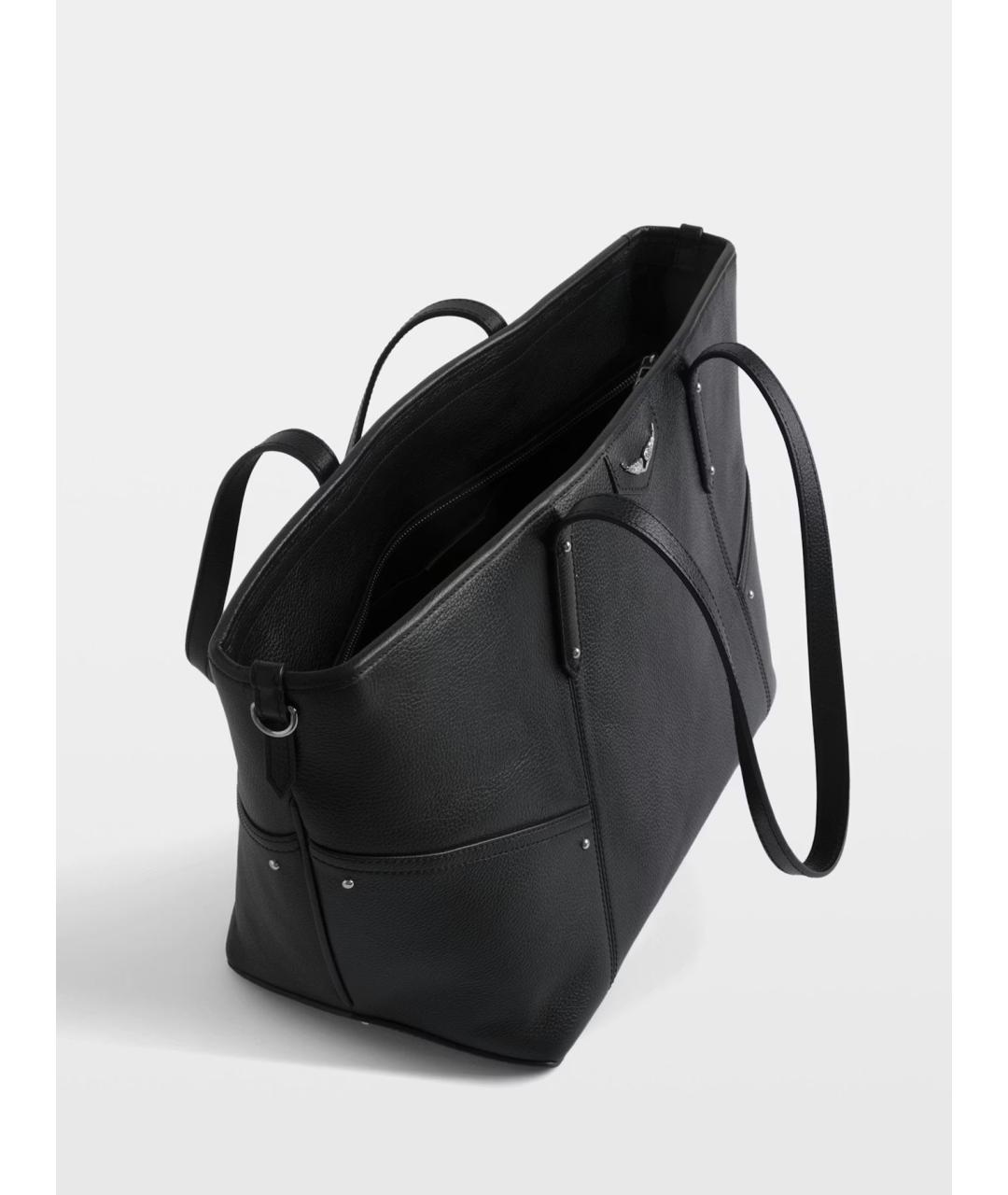 ZADIG & VOLTAIRE Черная кожаная сумка тоут, фото 5