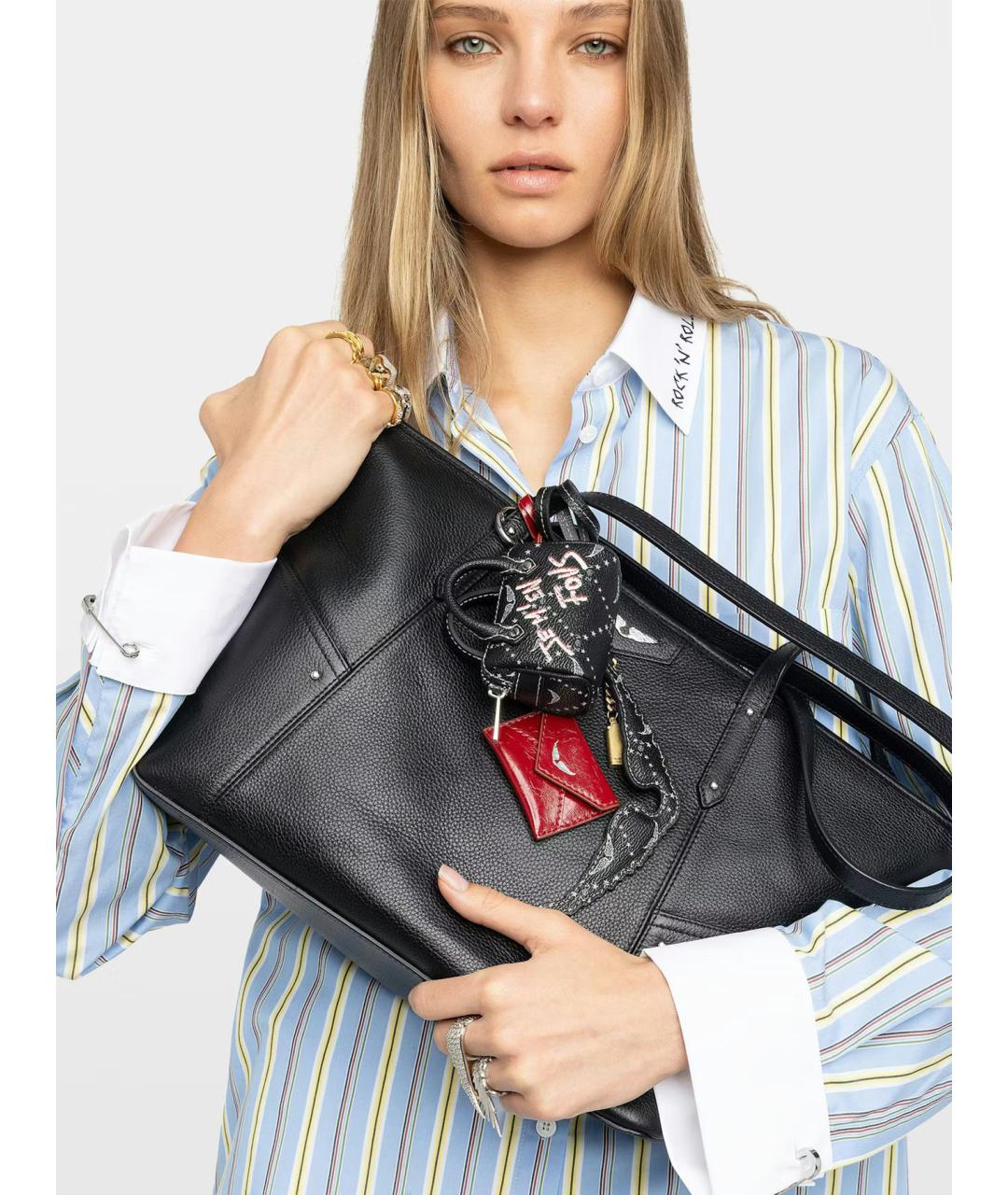 ZADIG & VOLTAIRE Черная кожаная сумка тоут, фото 2