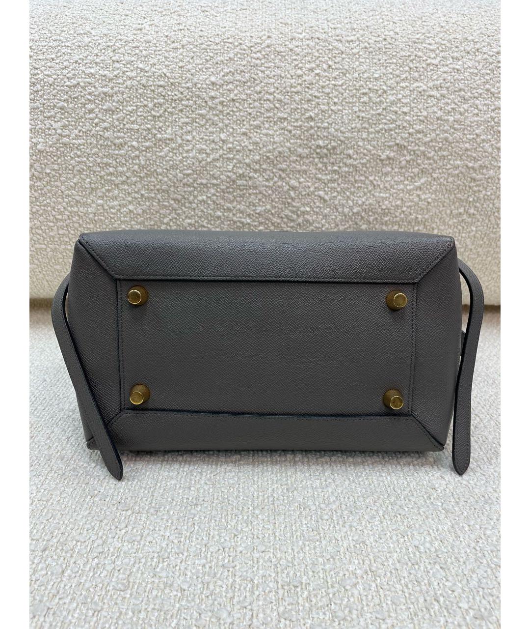 CELINE Антрацитовая кожаная сумка с короткими ручками, фото 6