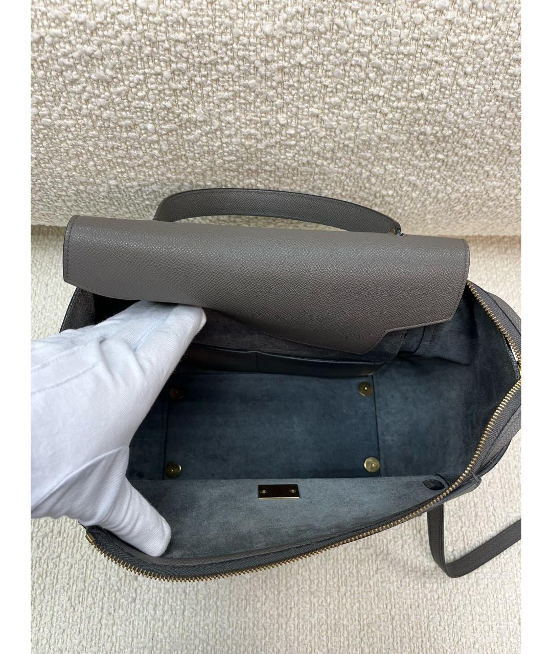 CELINE Антрацитовая кожаная сумка с короткими ручками, фото 4