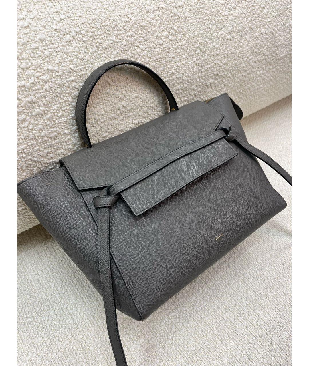 CELINE Антрацитовая кожаная сумка с короткими ручками, фото 2