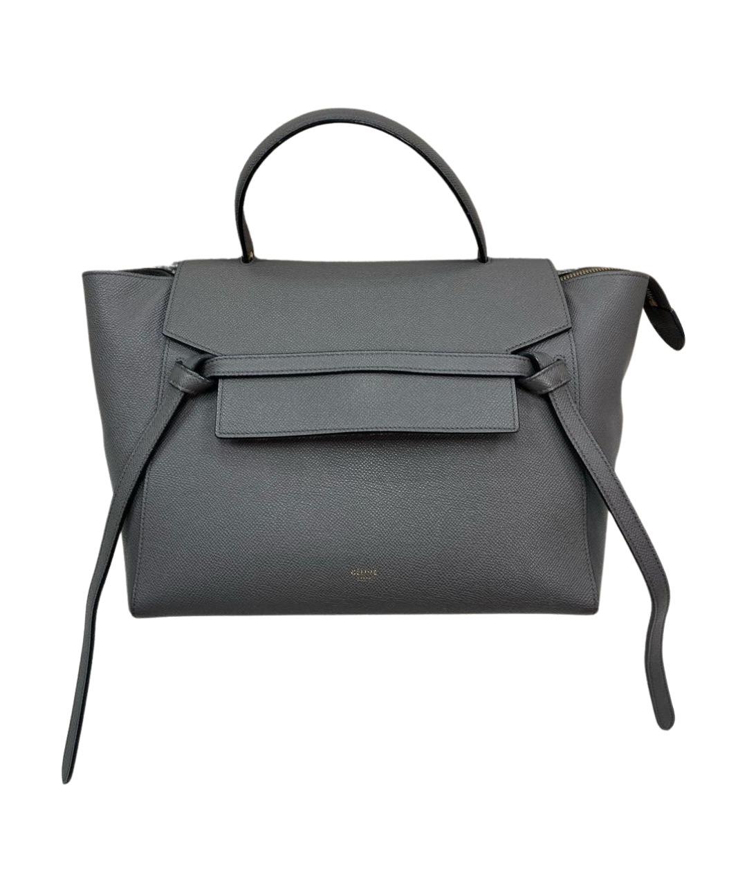 CELINE Антрацитовая кожаная сумка с короткими ручками, фото 1