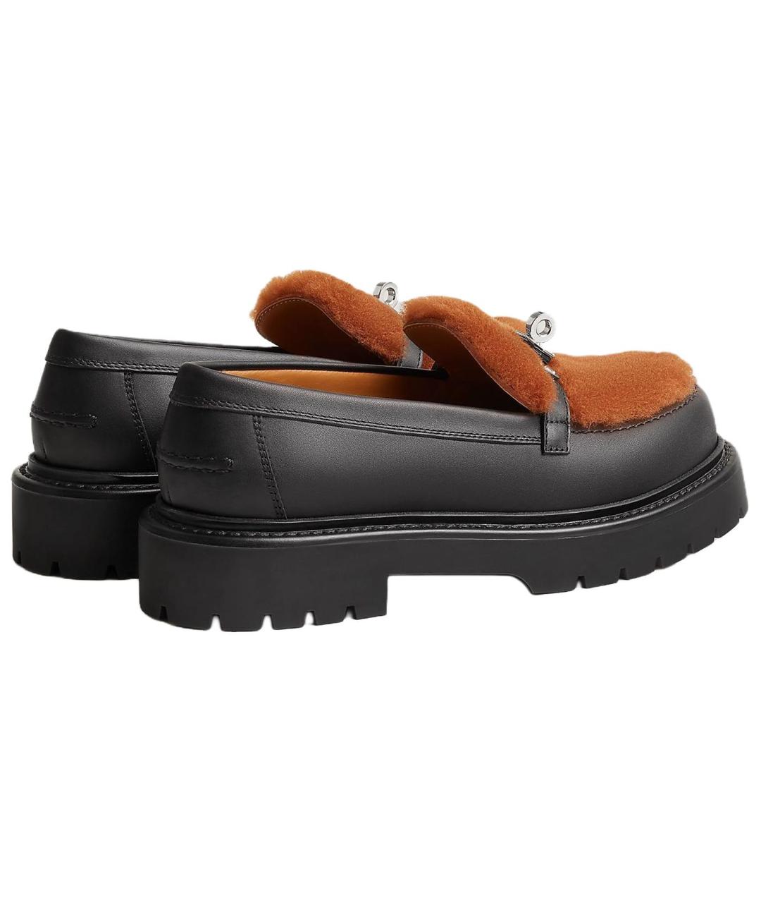 HERMES Черные кожаные лоферы, фото 5