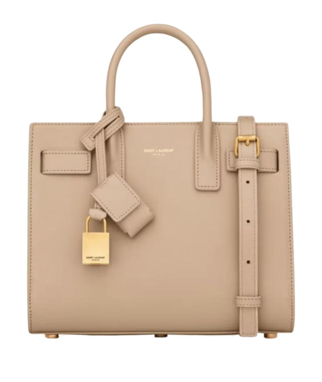 SAINT LAURENT Бежевая кожаная сумка тоут, фото 1