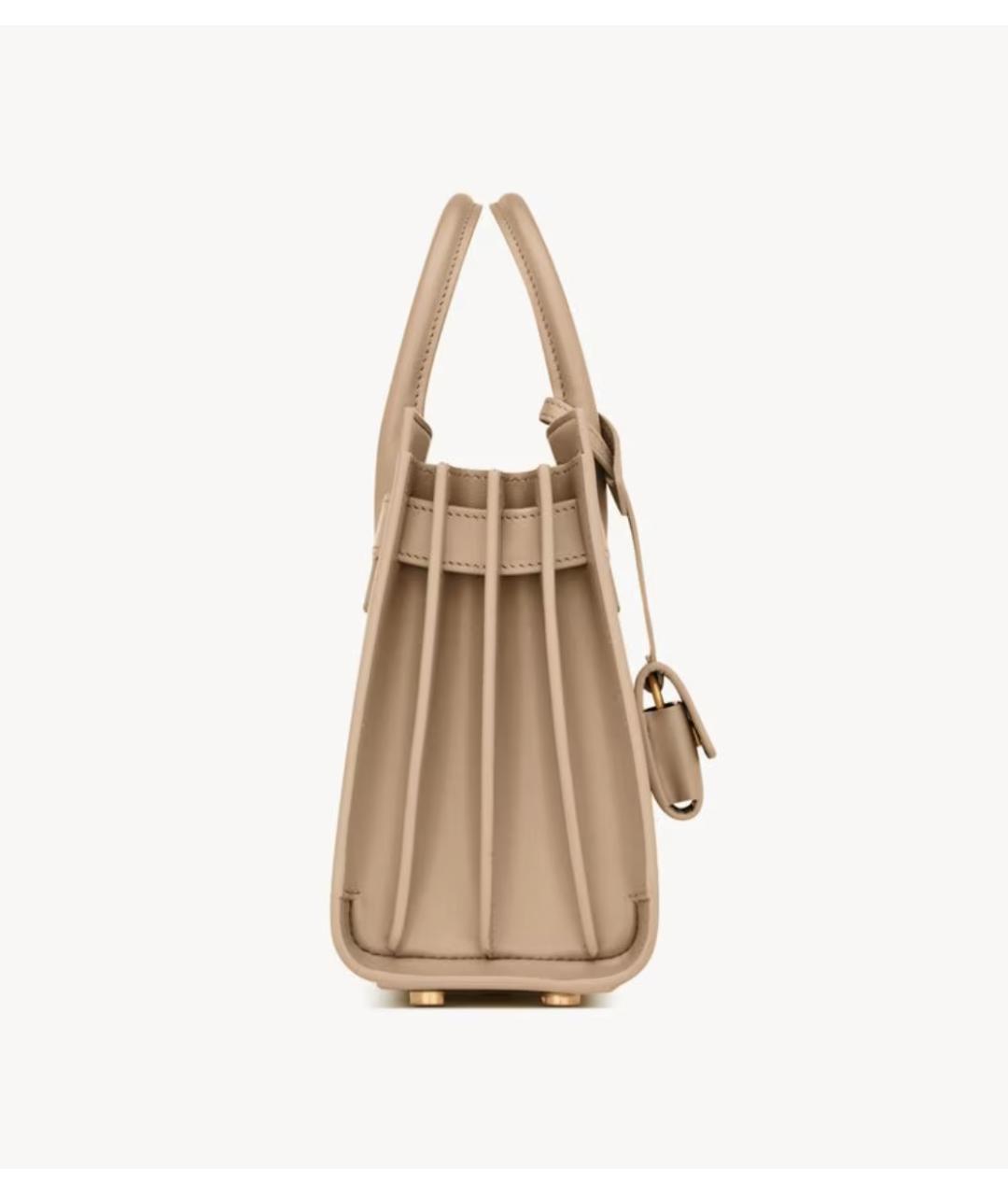 SAINT LAURENT Бежевая кожаная сумка тоут, фото 3