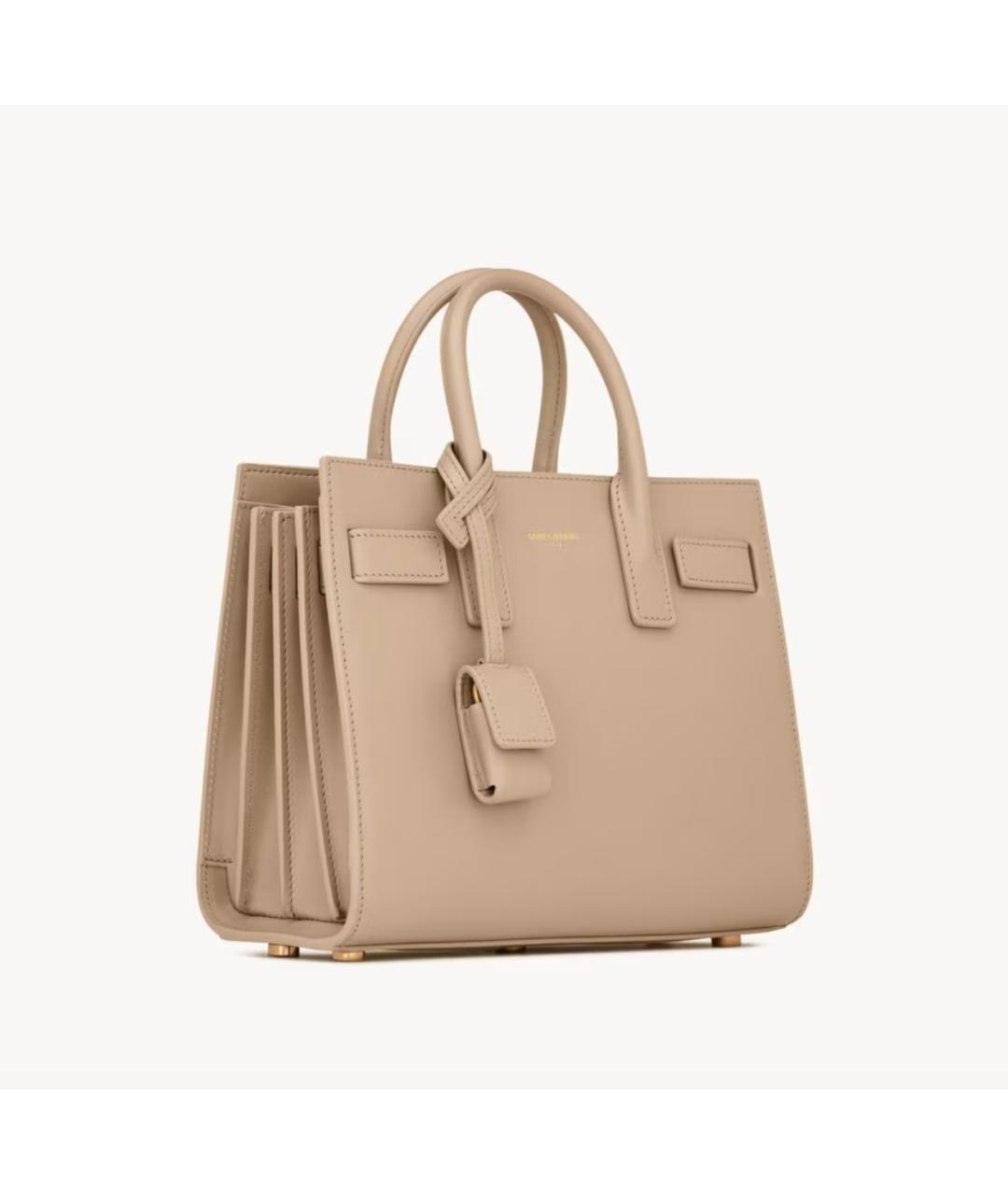 SAINT LAURENT Бежевая кожаная сумка тоут, фото 5