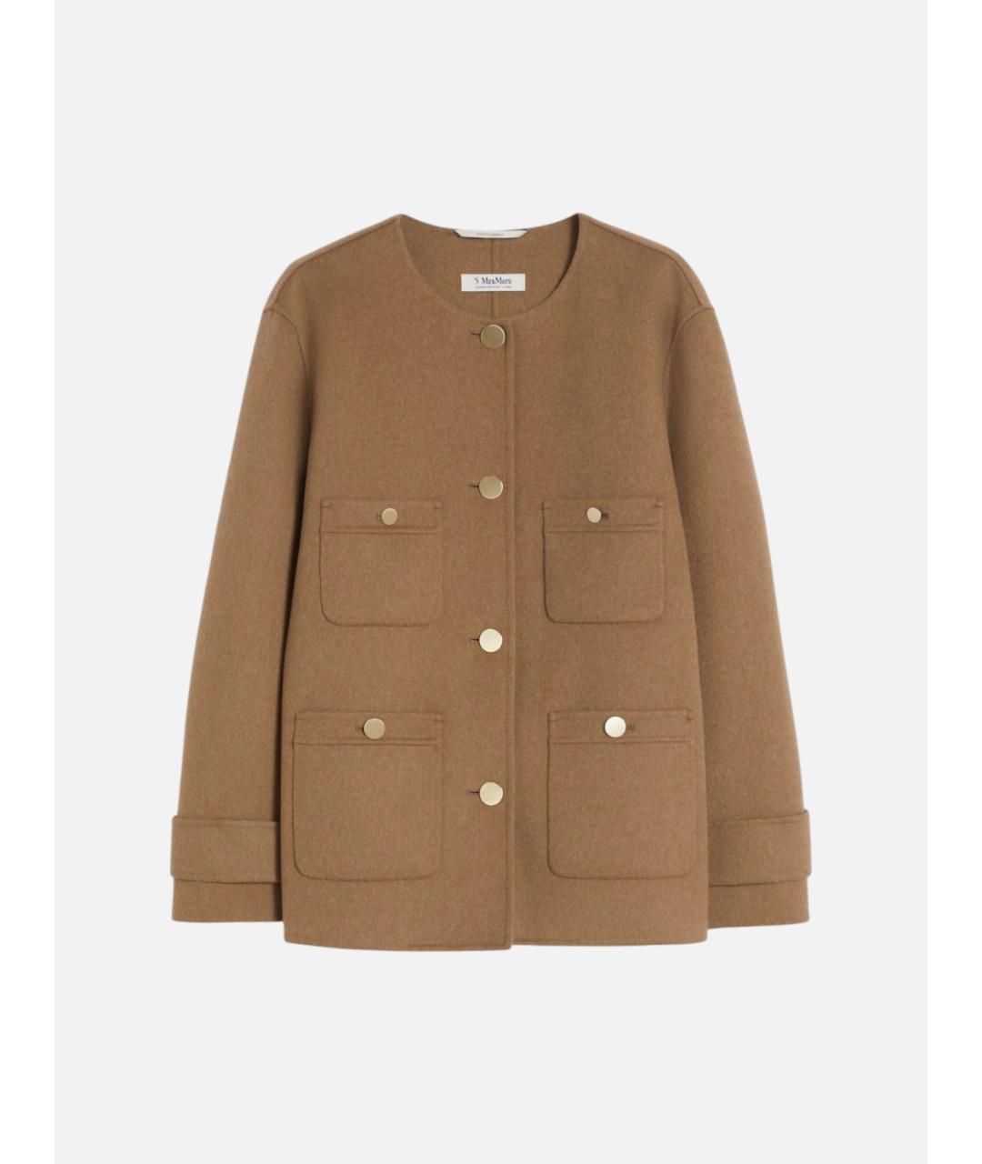 'S MAX MARA Коричневое шерстяное пальто, фото 6