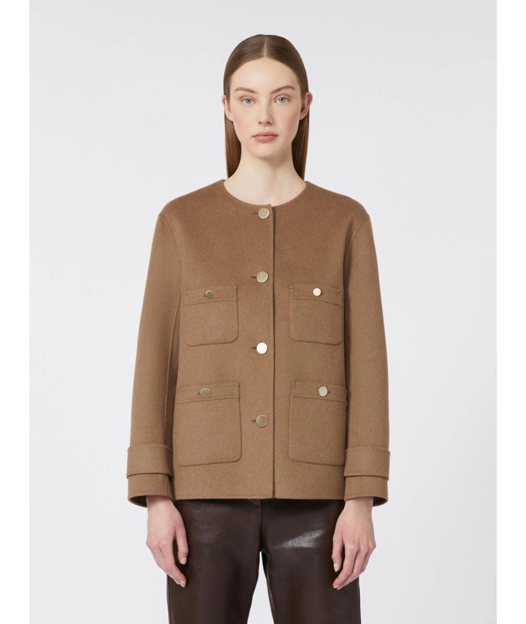 'S MAX MARA Коричневое шерстяное пальто, фото 3