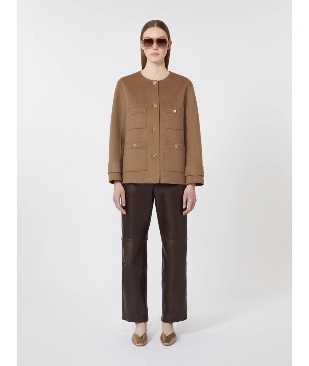 'S MAX MARA Коричневое шерстяное пальто, фото 2