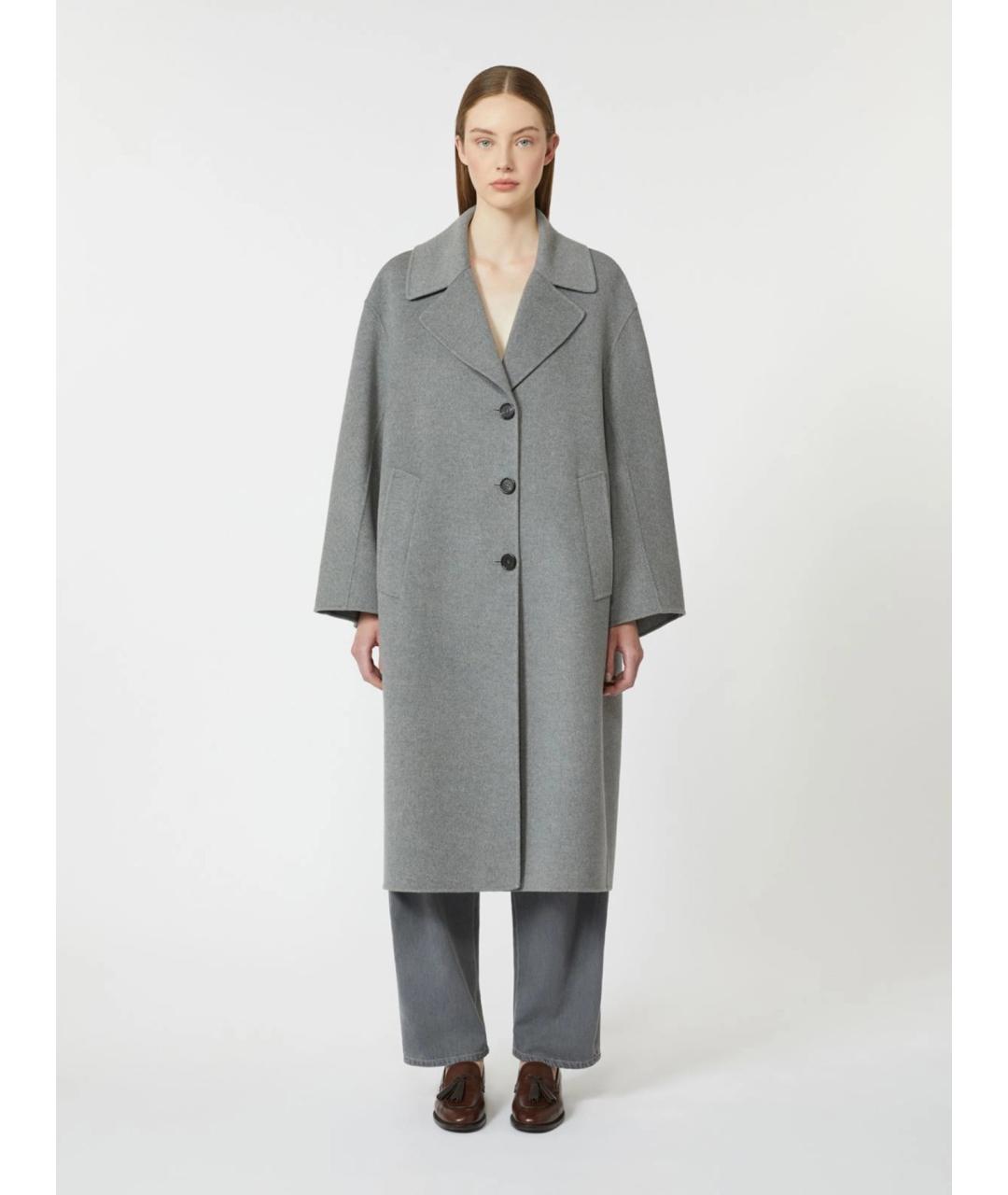 'S MAX MARA Серое шерстяное пальто, фото 2