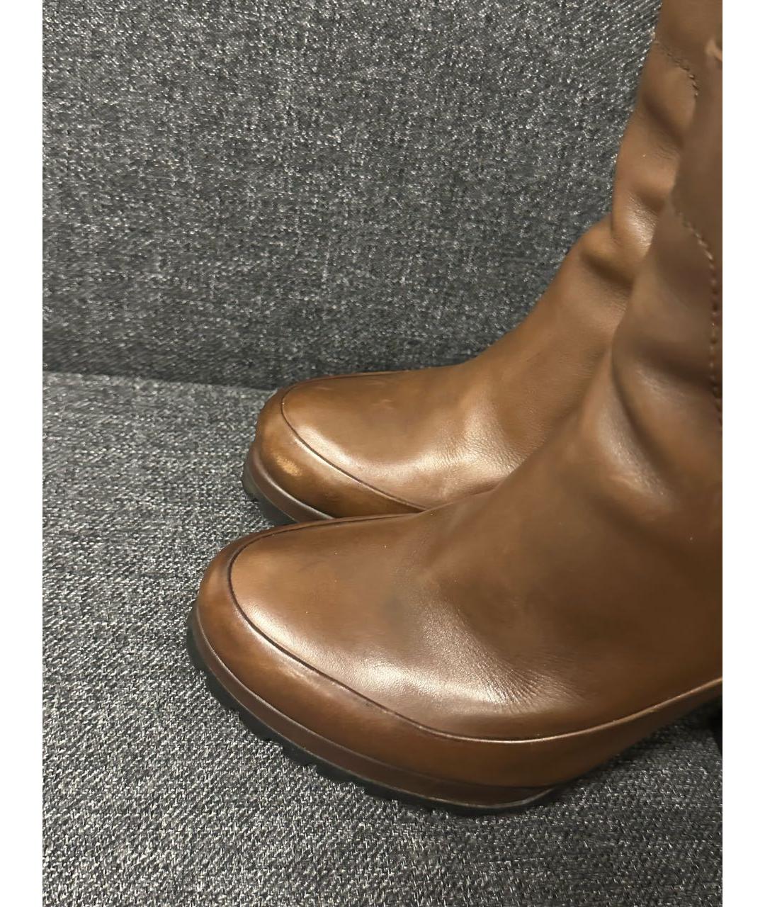 PRADA Коричневые кожаные сапоги, фото 3