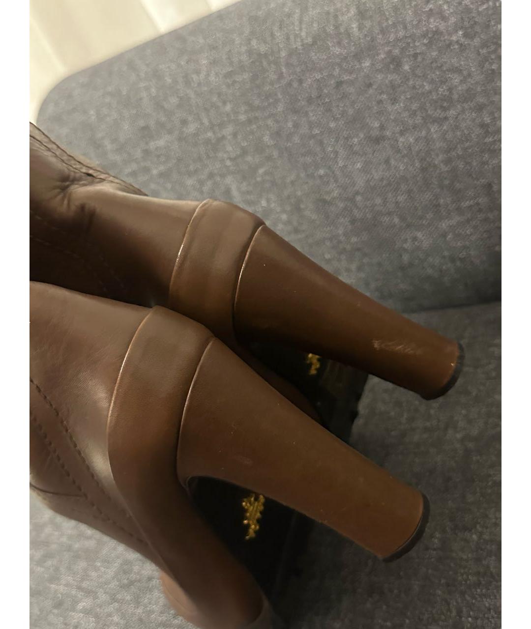 PRADA Коричневые кожаные сапоги, фото 6