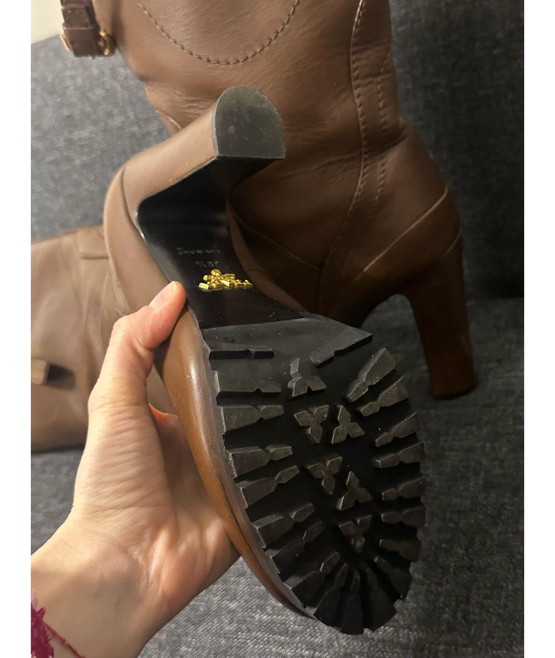 PRADA Коричневые кожаные сапоги, фото 7