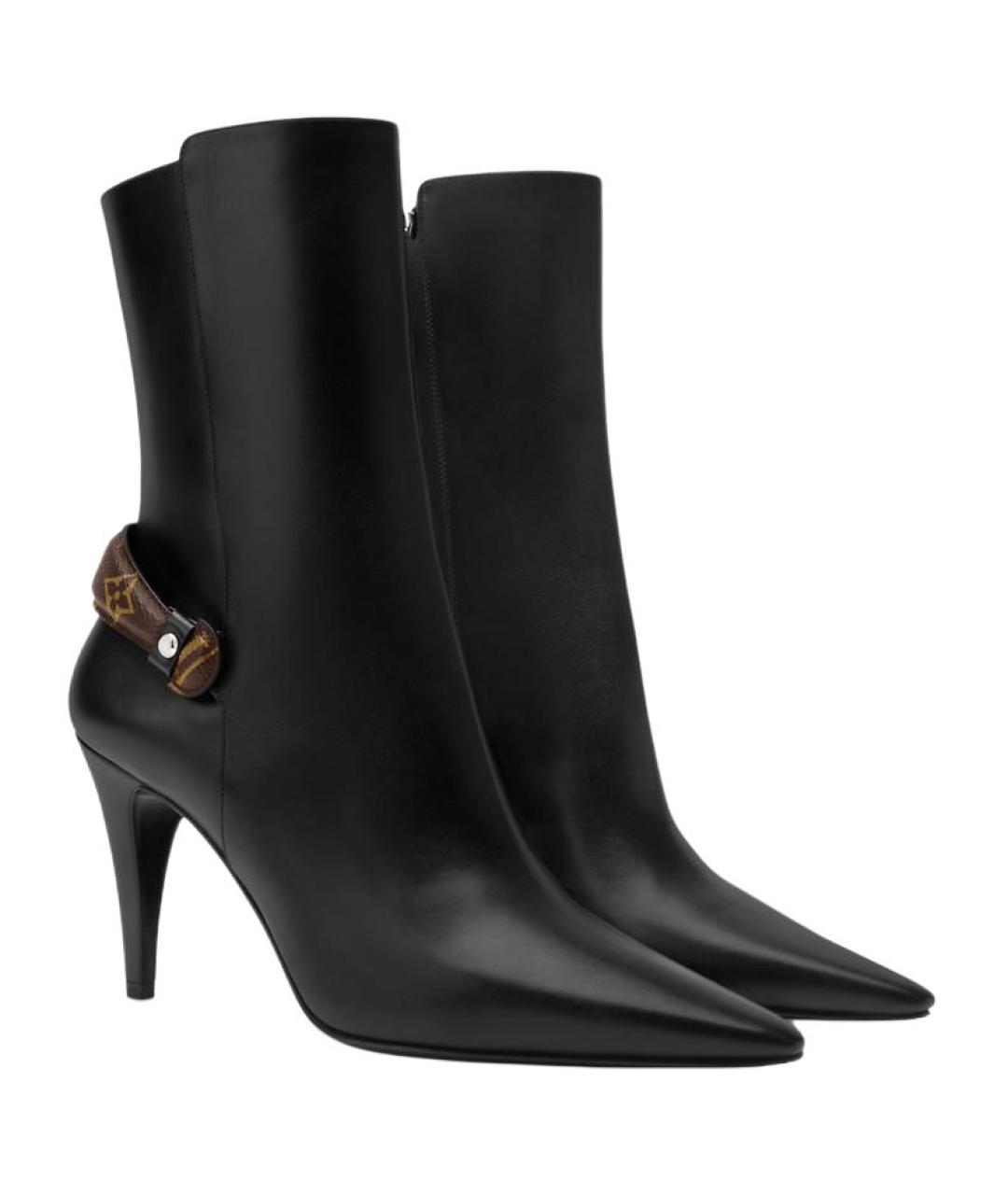 LOUIS VUITTON Черные кожаные сапоги, фото 3