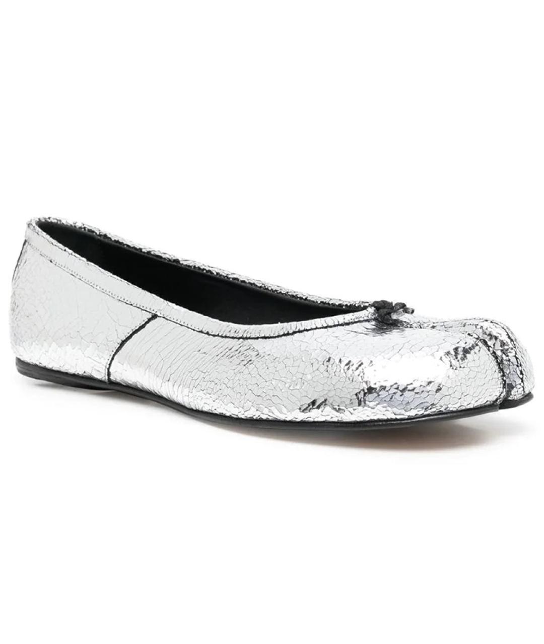 MAISON MARGIELA Серебряные кожаные балетки, фото 2