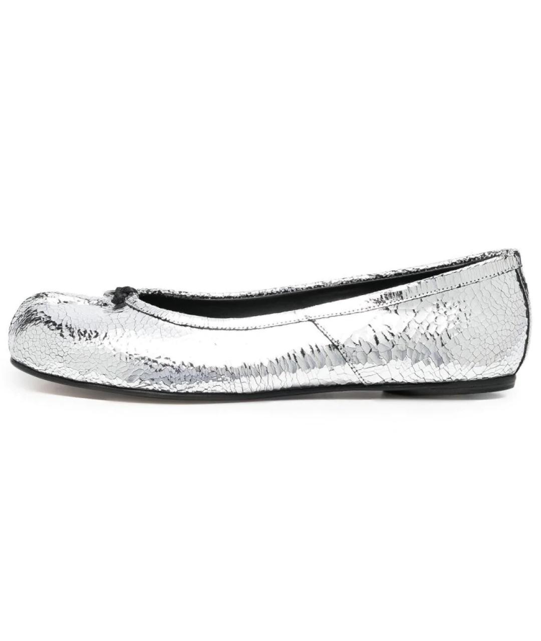 MAISON MARGIELA Серебряные кожаные балетки, фото 6