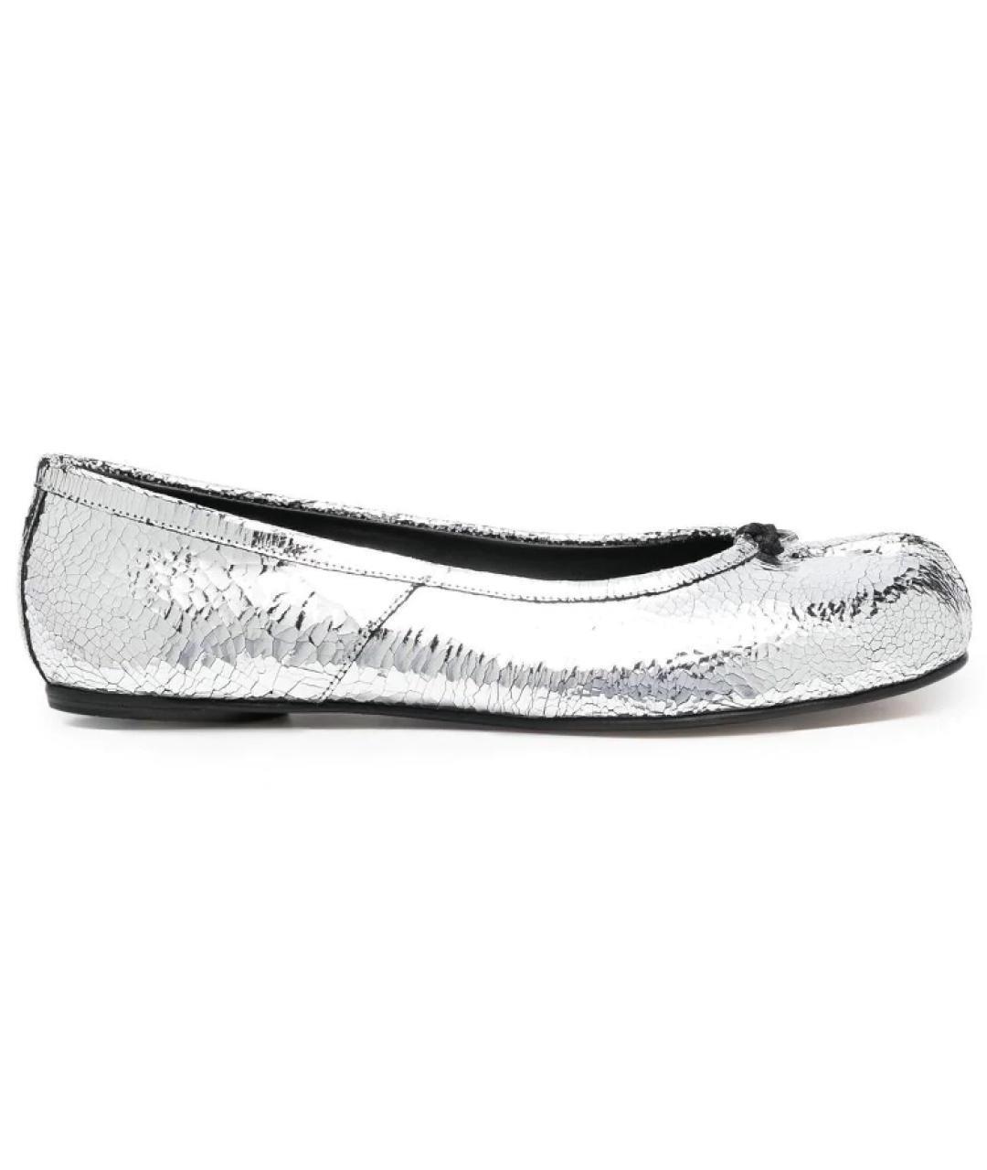 MAISON MARGIELA Серебряные кожаные балетки, фото 7