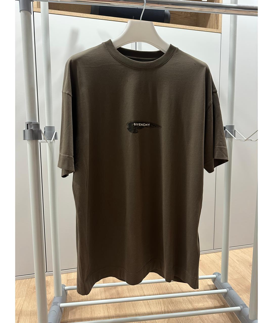 GIVENCHY Хаки хлопковая футболка, фото 5