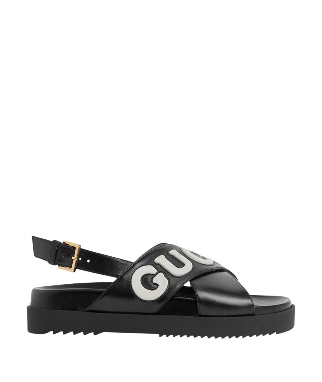 GUCCI Черные кожаные сандалии, фото 1
