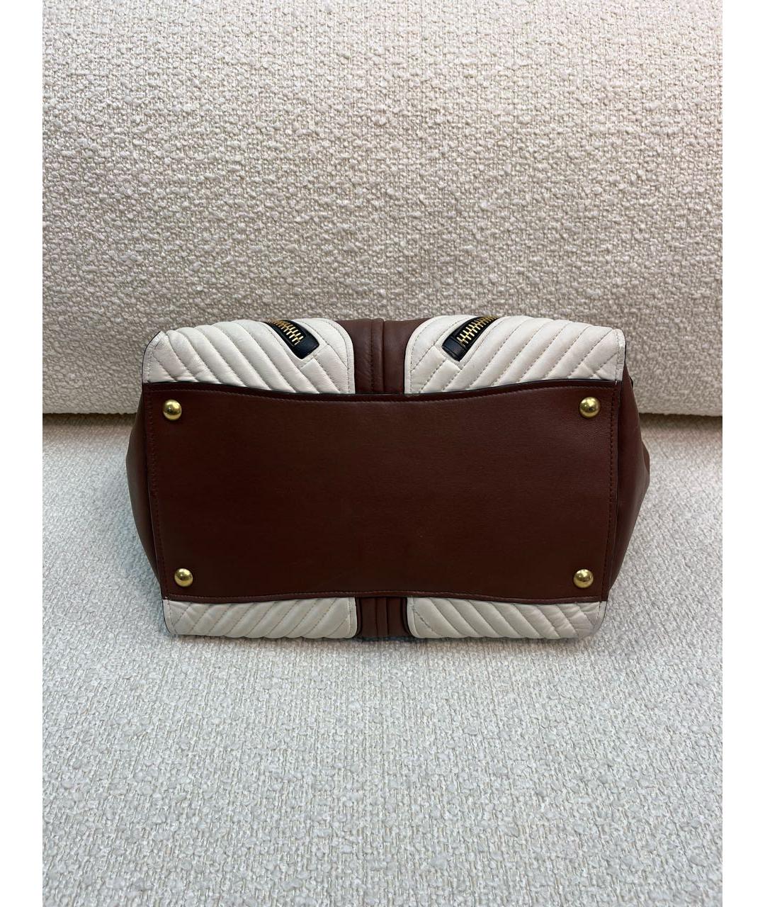 MIU MIU Коричневая кожаная сумка с короткими ручками, фото 6