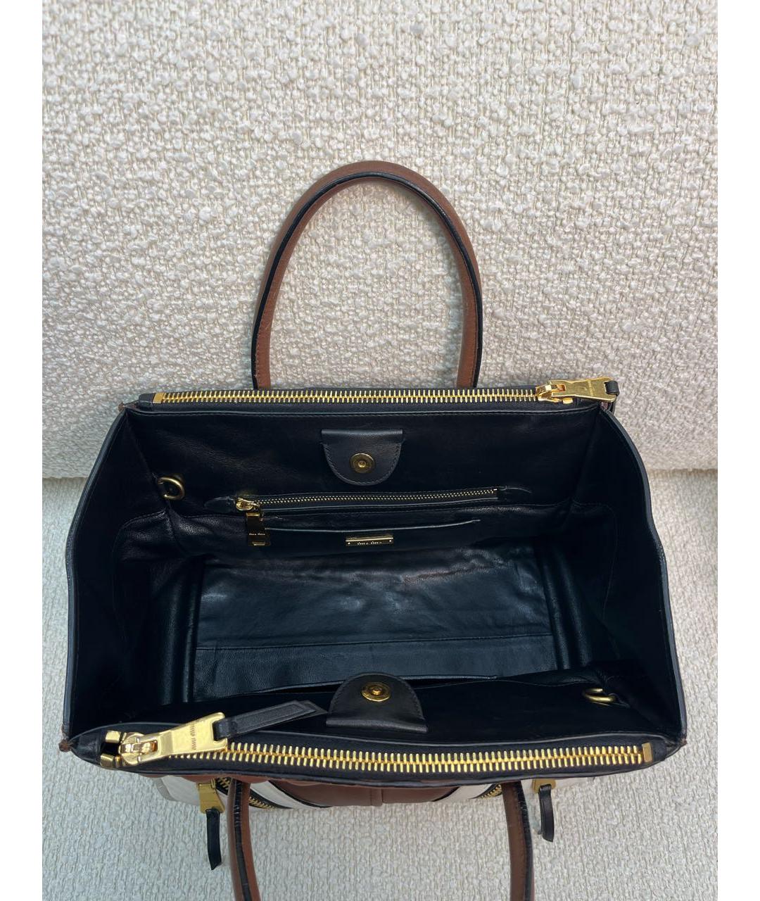 MIU MIU Коричневая кожаная сумка с короткими ручками, фото 4