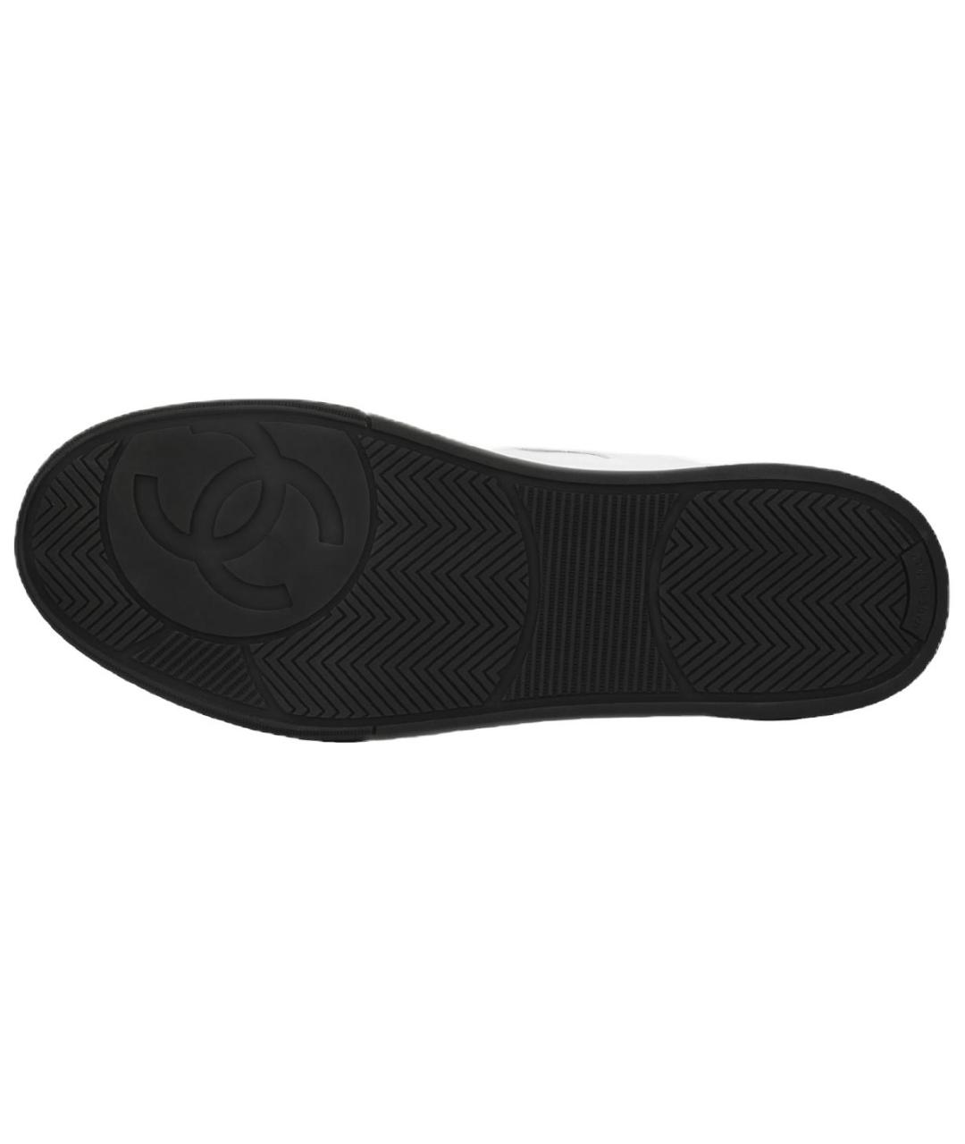 CHANEL Белые кожаные низкие кроссовки / кеды, фото 5