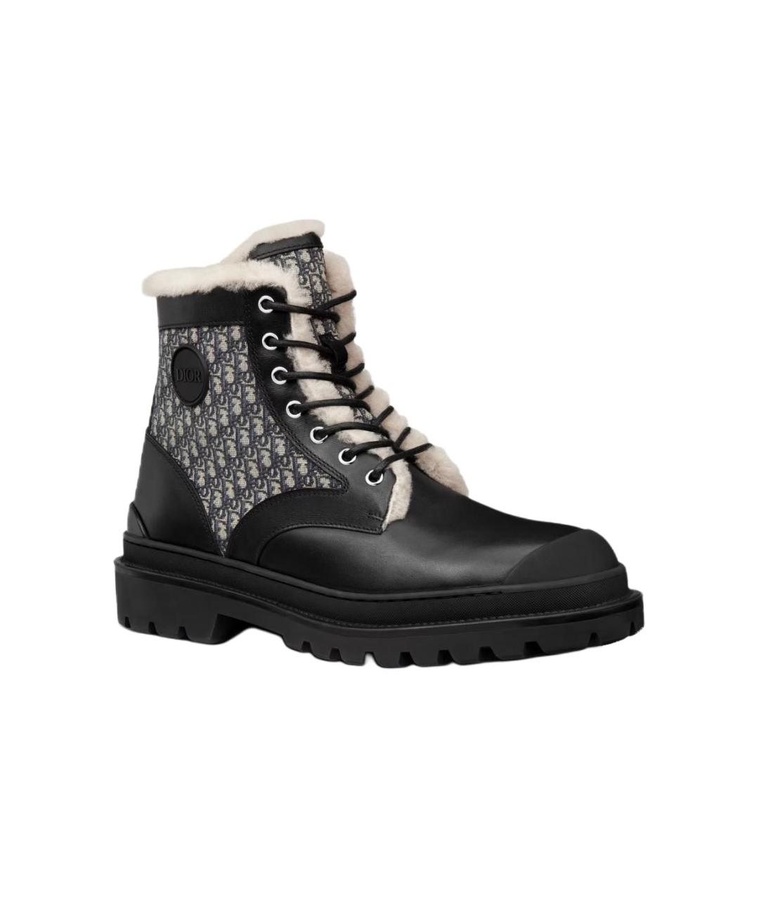CHRISTIAN DIOR Черные кожаные высокие ботинки, фото 3