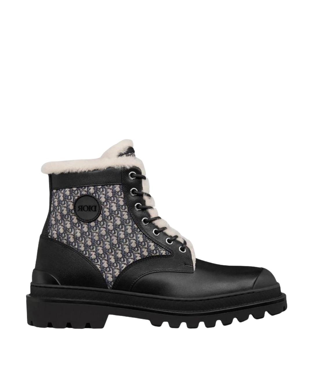 CHRISTIAN DIOR Черные кожаные высокие ботинки, фото 1