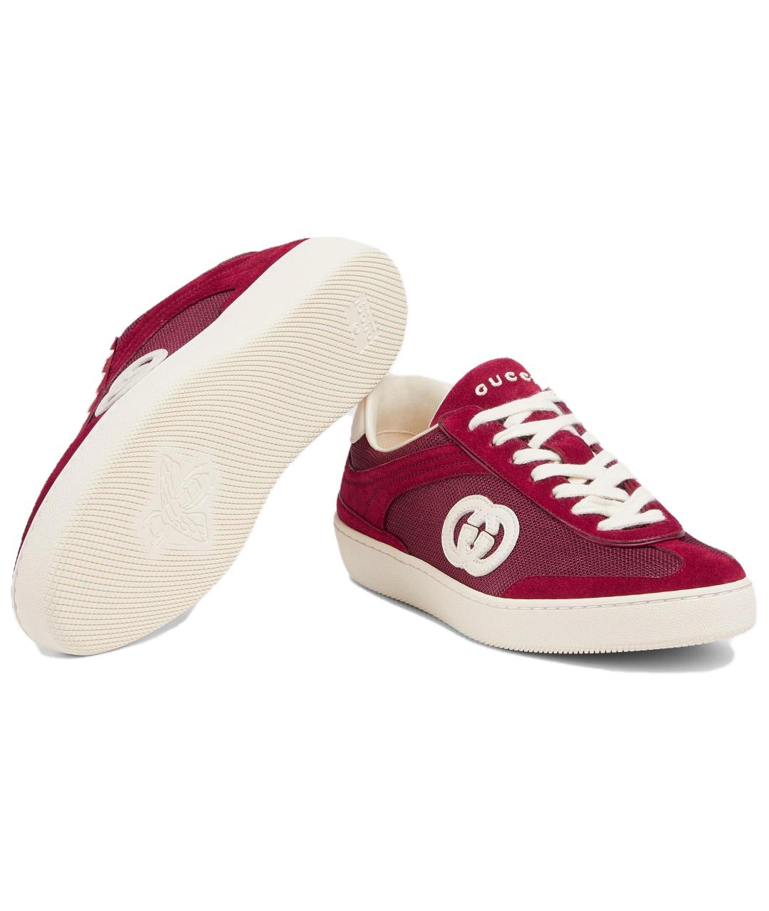 GUCCI Бордовые замшевые кеды, фото 6