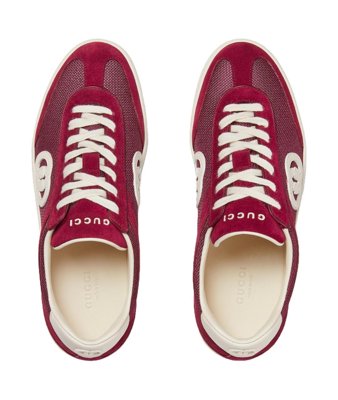 GUCCI Бордовые замшевые кеды, фото 4