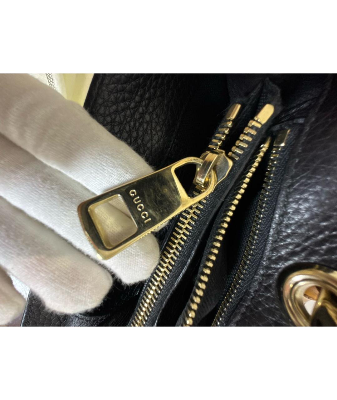 GUCCI Черная кожаная сумка тоут, фото 3