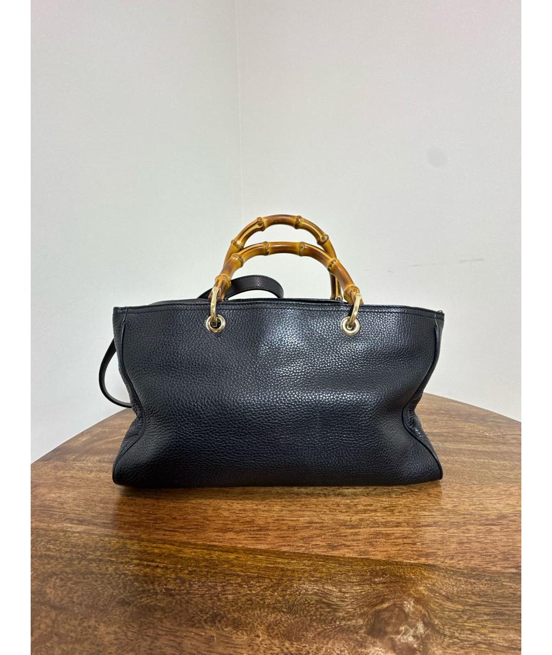 GUCCI Черная кожаная сумка тоут, фото 2