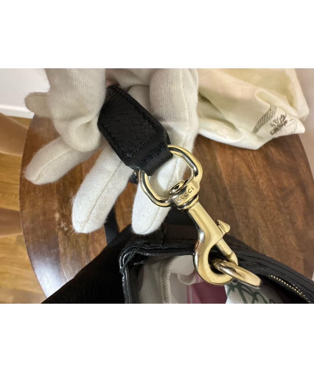 GUCCI Черная кожаная сумка тоут, фото 5