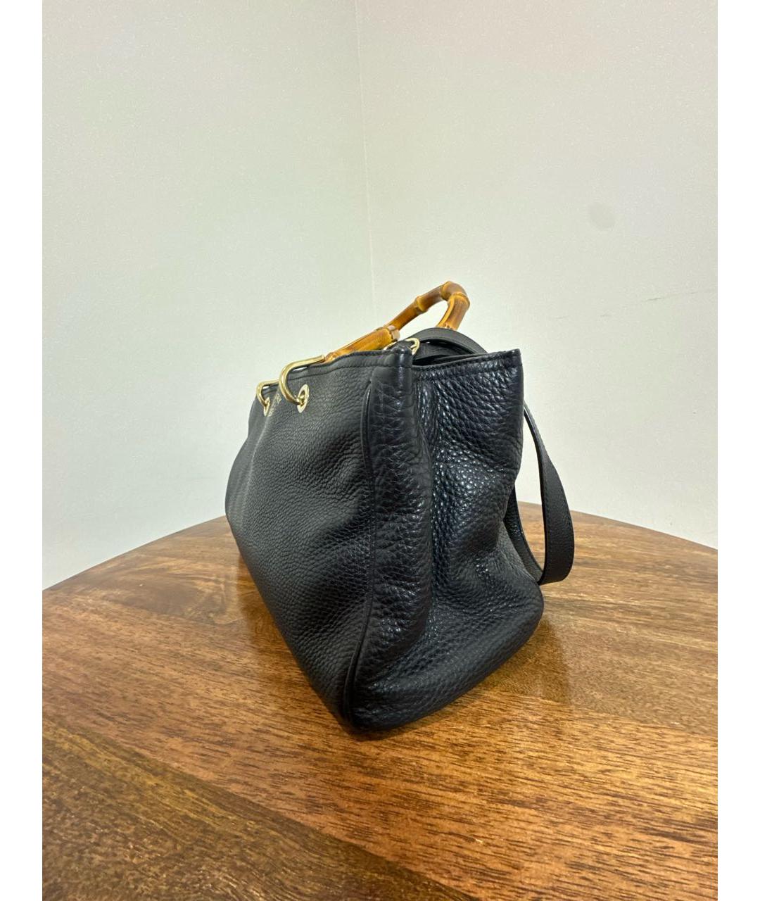 GUCCI Черная кожаная сумка тоут, фото 7