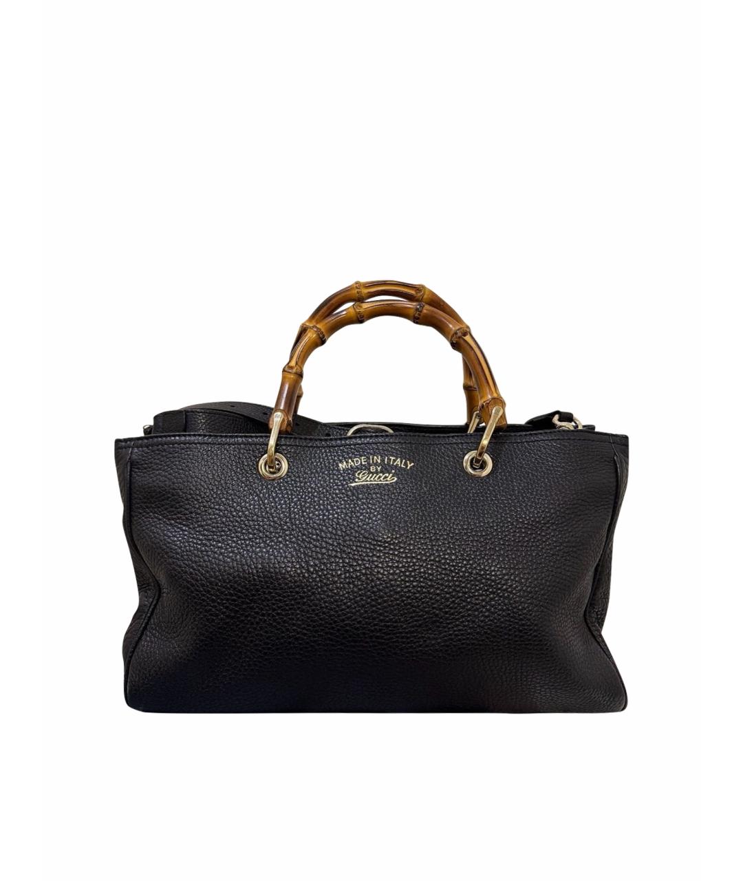 GUCCI Черная кожаная сумка тоут, фото 1