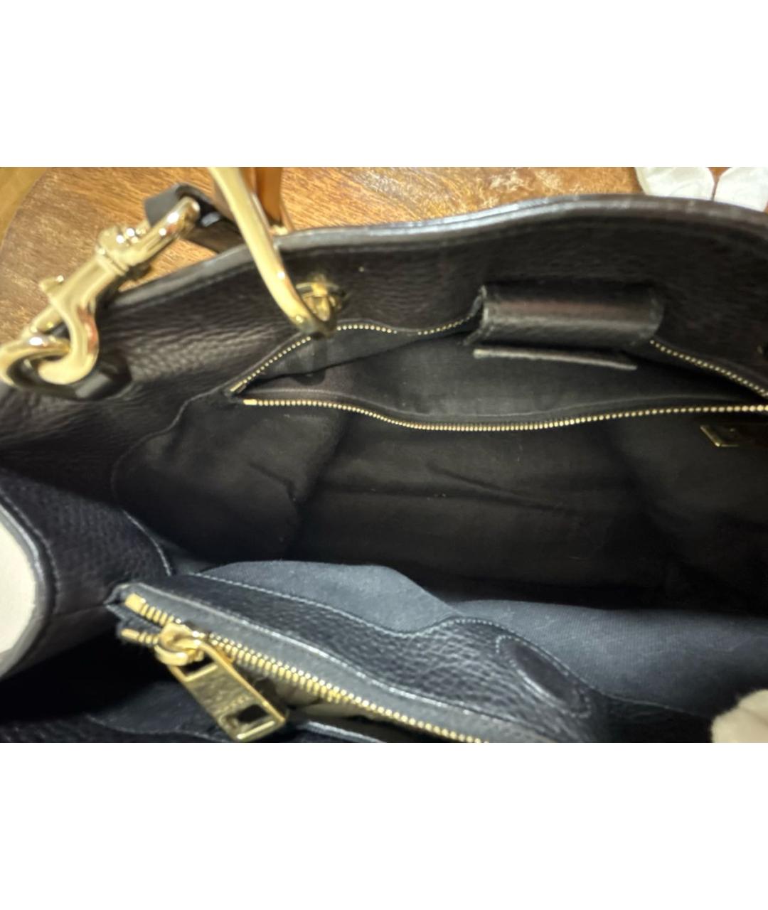GUCCI Черная кожаная сумка тоут, фото 6
