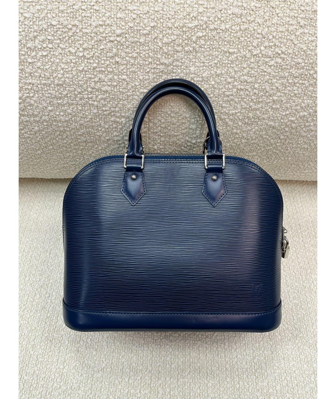 LOUIS VUITTON Темно-синяя кожаная сумка с короткими ручками, фото 2