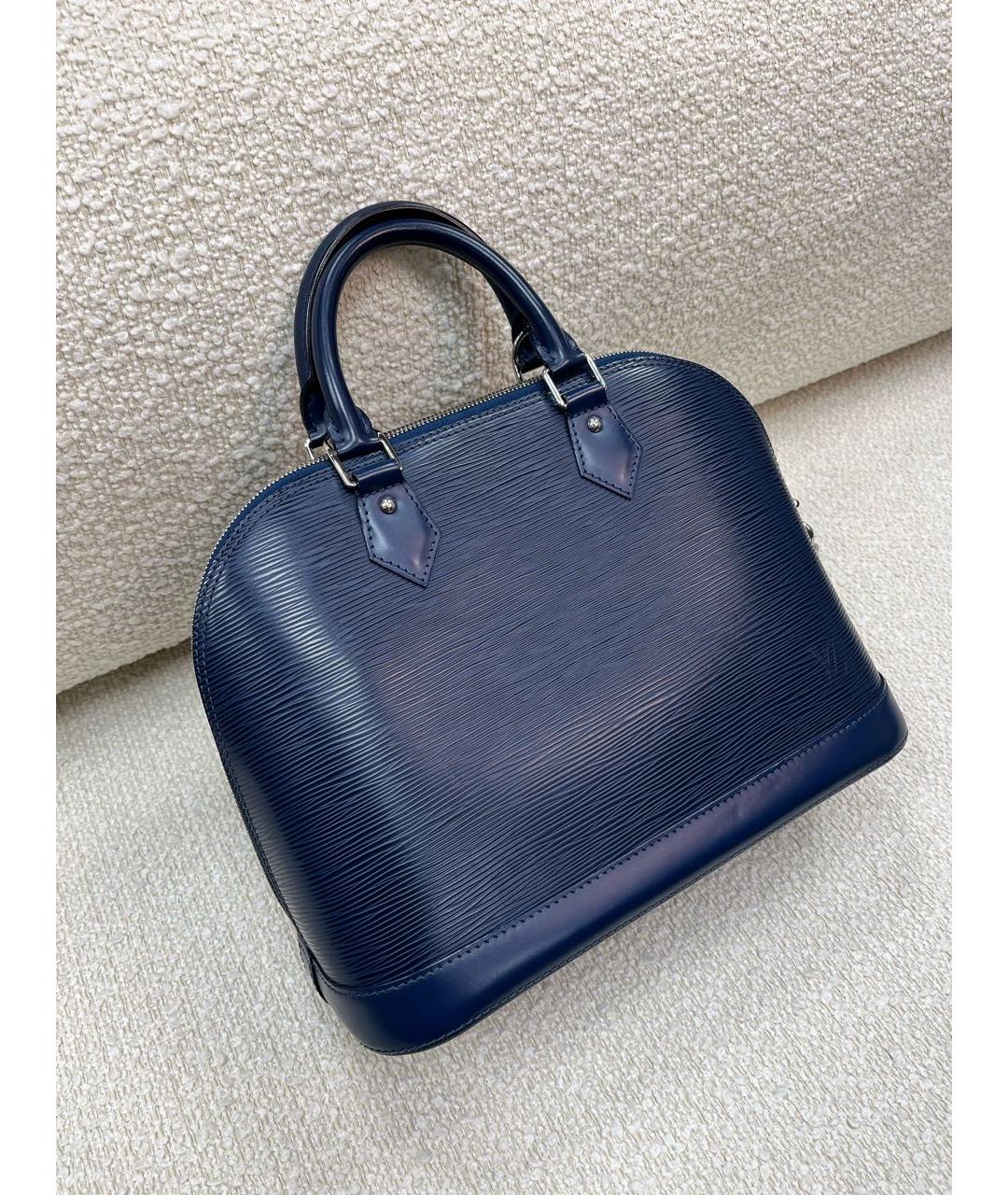 LOUIS VUITTON Темно-синяя кожаная сумка с короткими ручками, фото 3