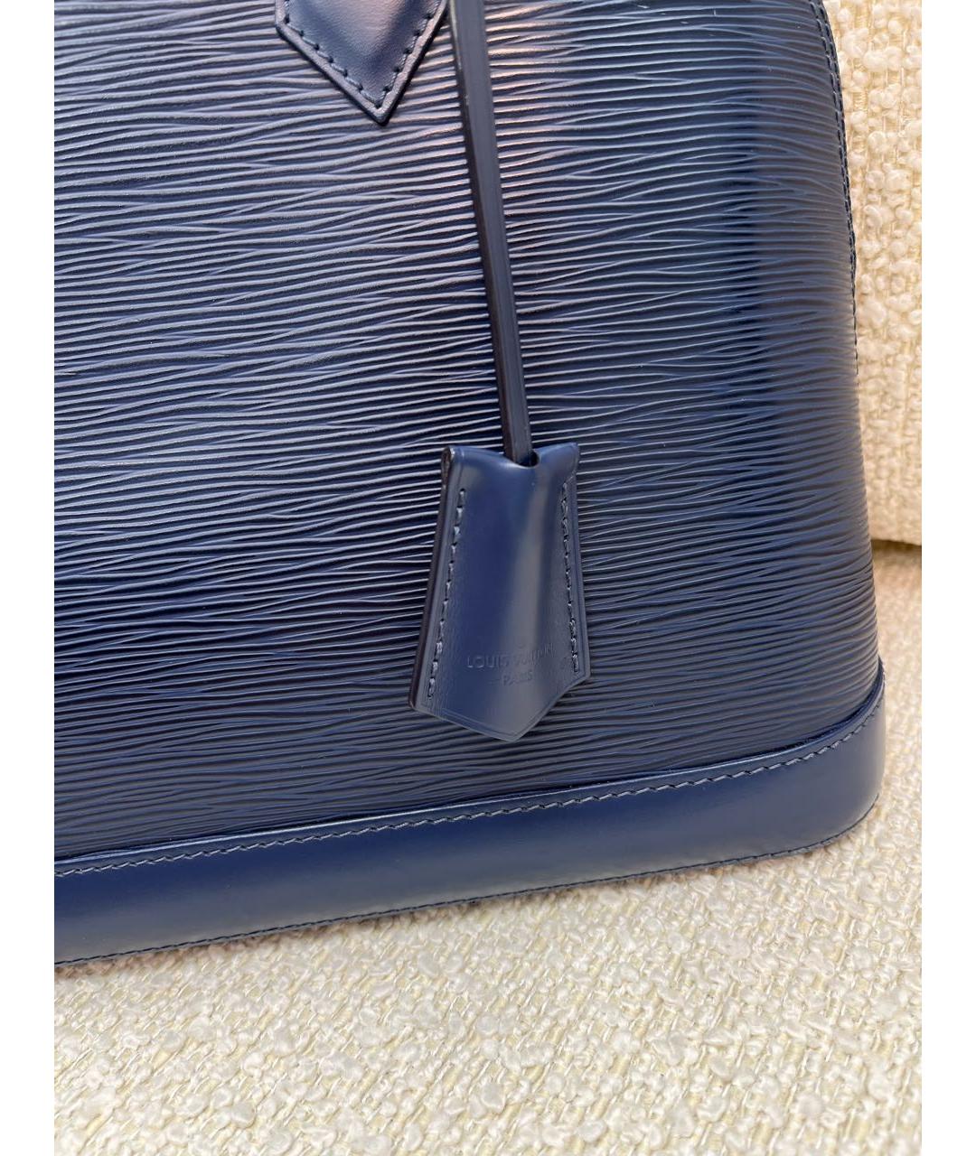 LOUIS VUITTON Темно-синяя кожаная сумка с короткими ручками, фото 8