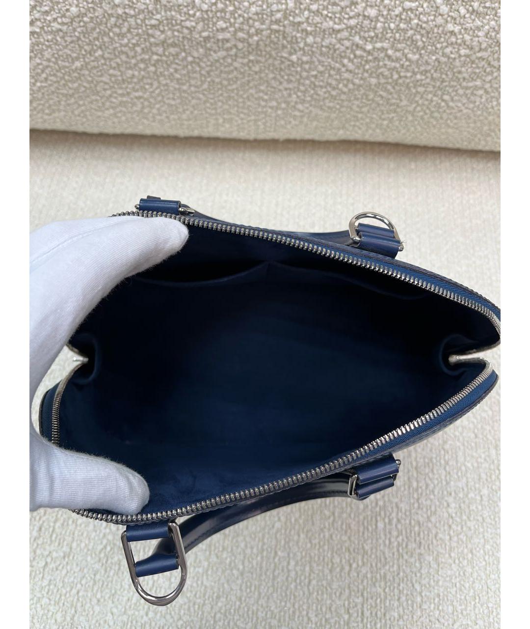 LOUIS VUITTON Темно-синяя кожаная сумка с короткими ручками, фото 4