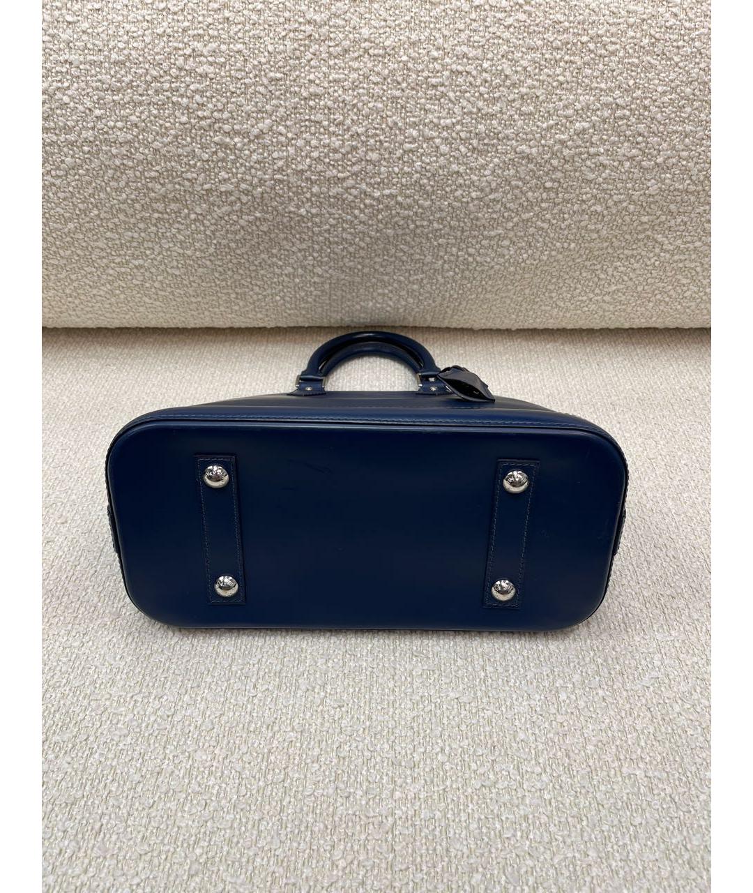 LOUIS VUITTON Темно-синяя кожаная сумка с короткими ручками, фото 7