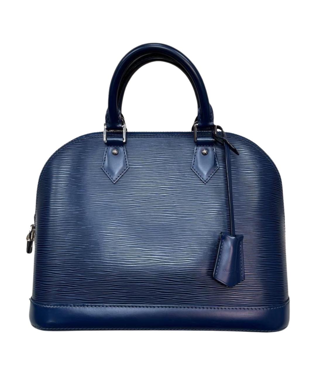 LOUIS VUITTON Темно-синяя кожаная сумка с короткими ручками, фото 1