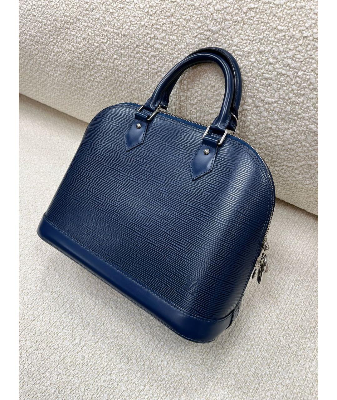 LOUIS VUITTON Темно-синяя кожаная сумка с короткими ручками, фото 5