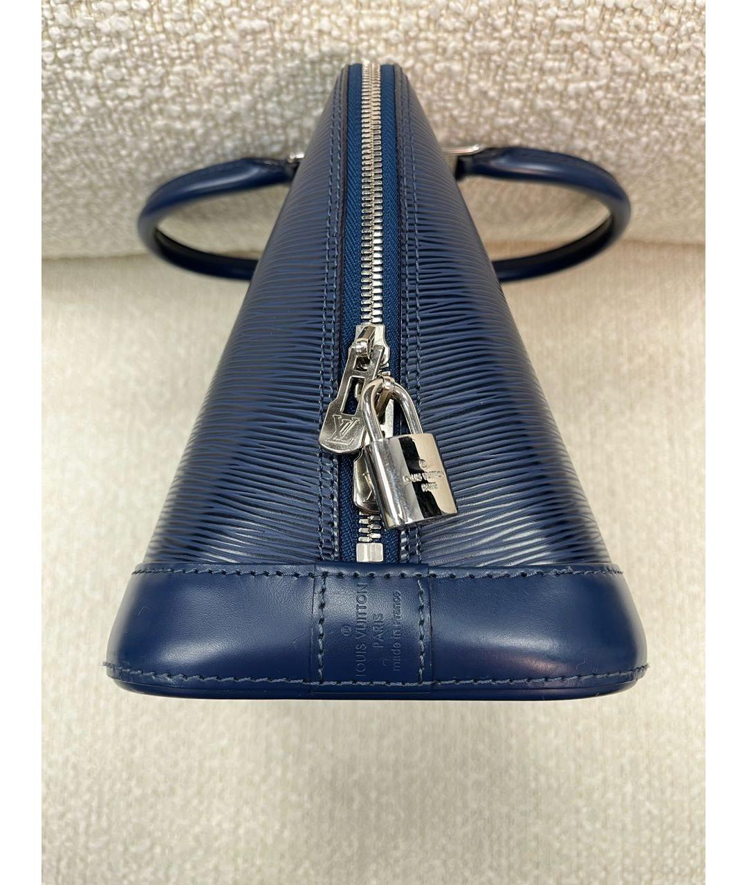 LOUIS VUITTON Темно-синяя кожаная сумка с короткими ручками, фото 6