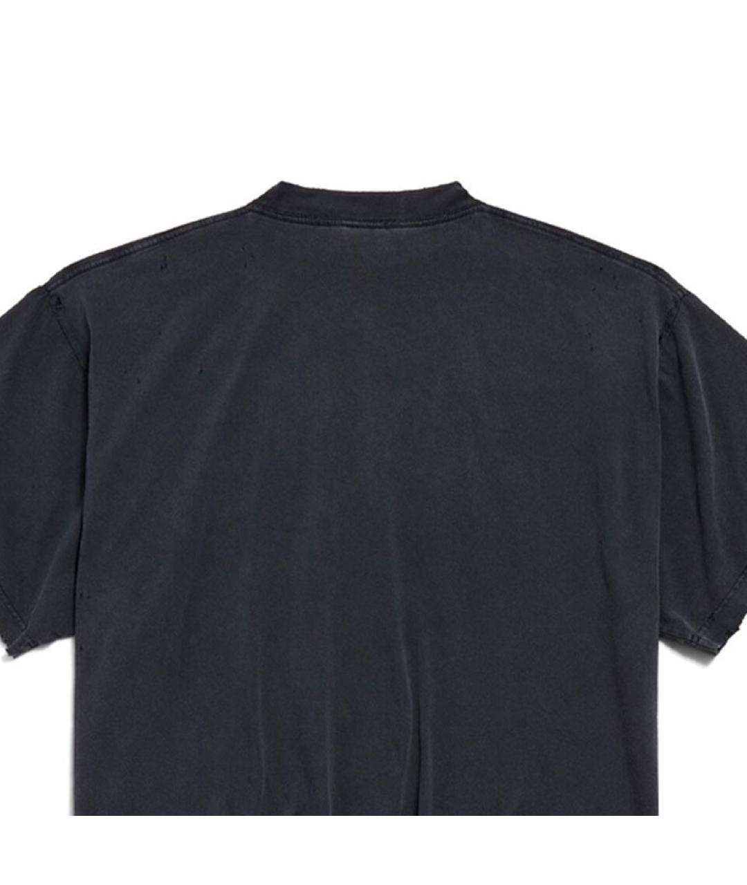 BALENCIAGA Черная хлопковая футболка, фото 3