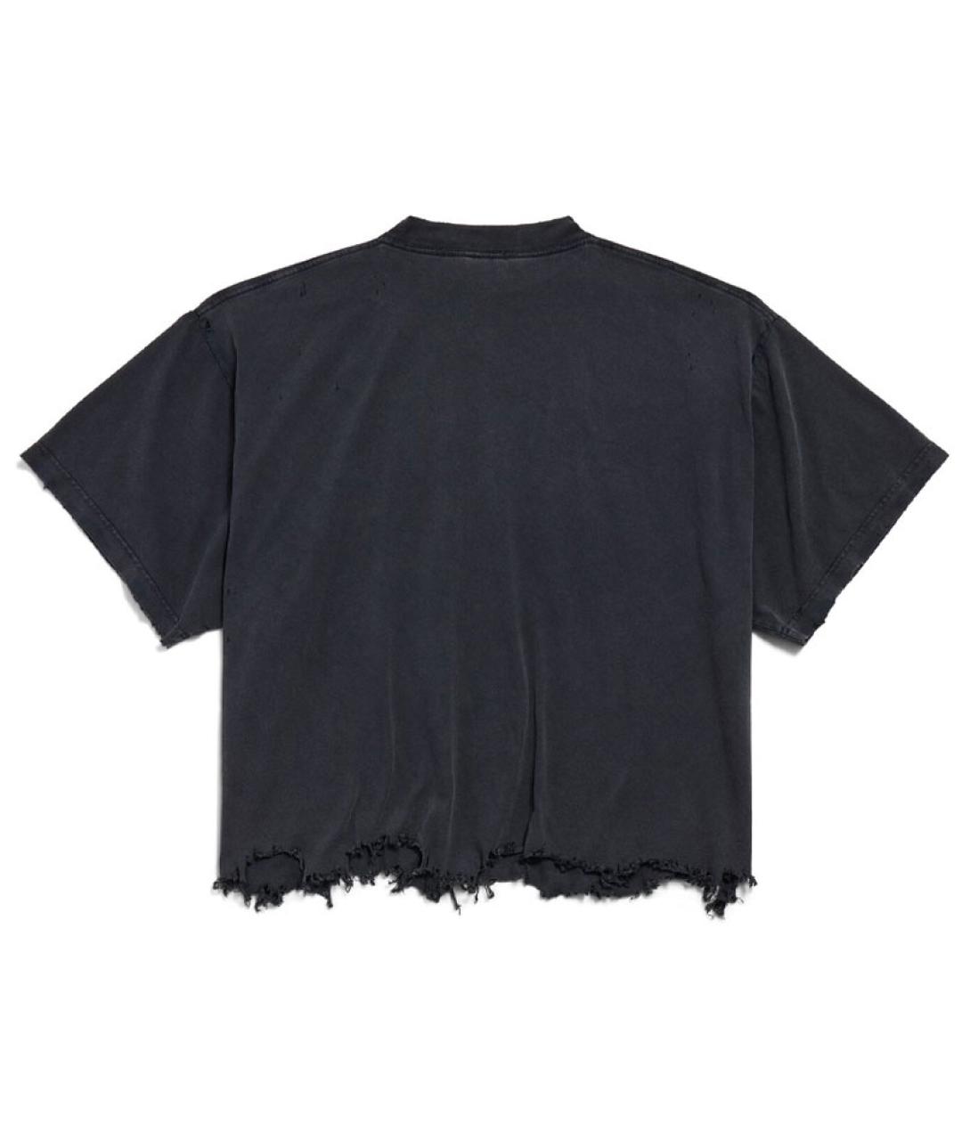 BALENCIAGA Черная хлопковая футболка, фото 2